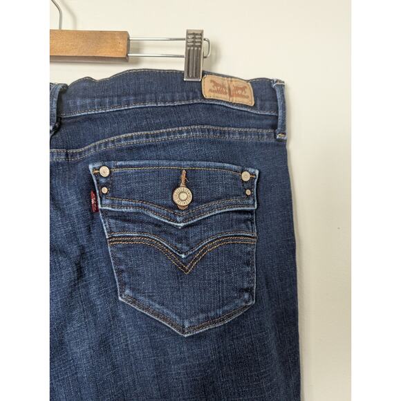 LEVI'S 505 Women's Straight Leg Dark Blue Jeans Size 14M Stretch - Picture 10 of 15